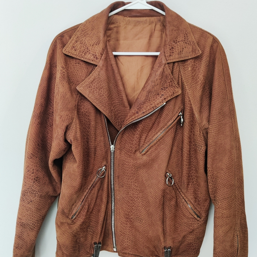 Vintage 1994 Gianni Versace Python Print Brown Bi… - image 2